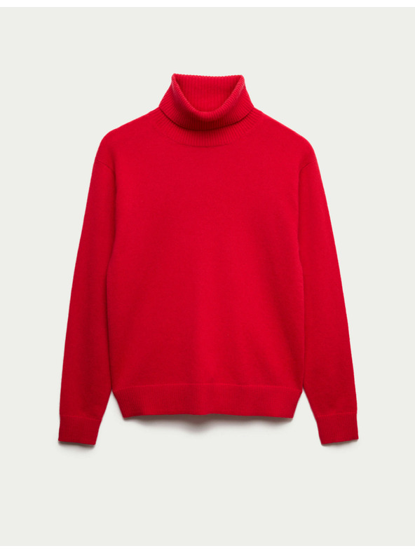 Marks & Spencer Sveter z čistého kašmíru s rolákovým golierom Marks & Spencer červená