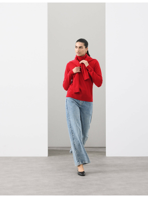 Marks & Spencer Sveter z čistého kašmíru s rolákovým golierom Marks & Spencer červená