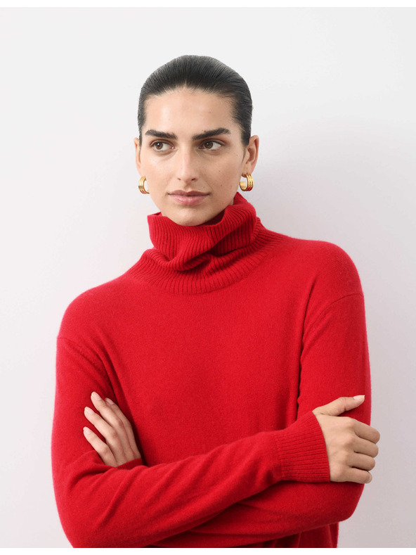 Marks & Spencer Sveter z čistého kašmíru s rolákovým golierom Marks & Spencer červená