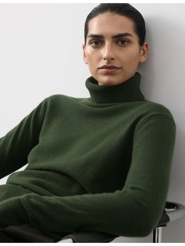 Marks & Spencer Sveter z čistého kašmíru s rolákovým golierom Marks & Spencer zelená