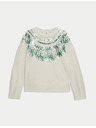 Marks & Spencer Voľný vianočný sveter so vzorom Fair Isle a flitrami Marks & Spencer zelená