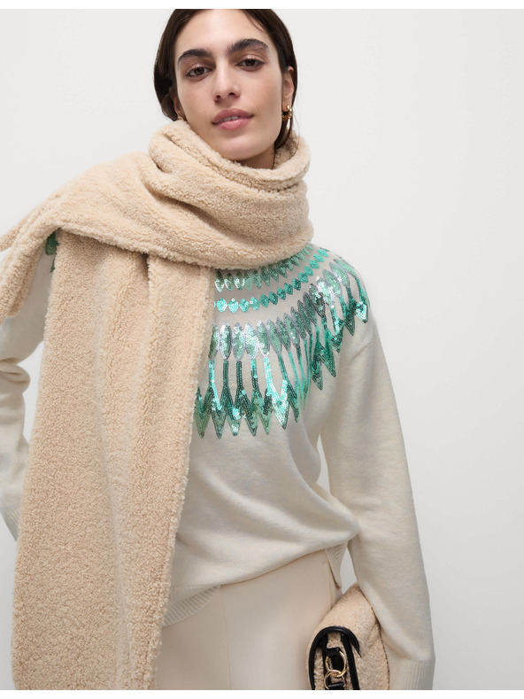 Marks & Spencer Voľný vianočný sveter so vzorom Fair Isle a flitrami Marks & Spencer zelená