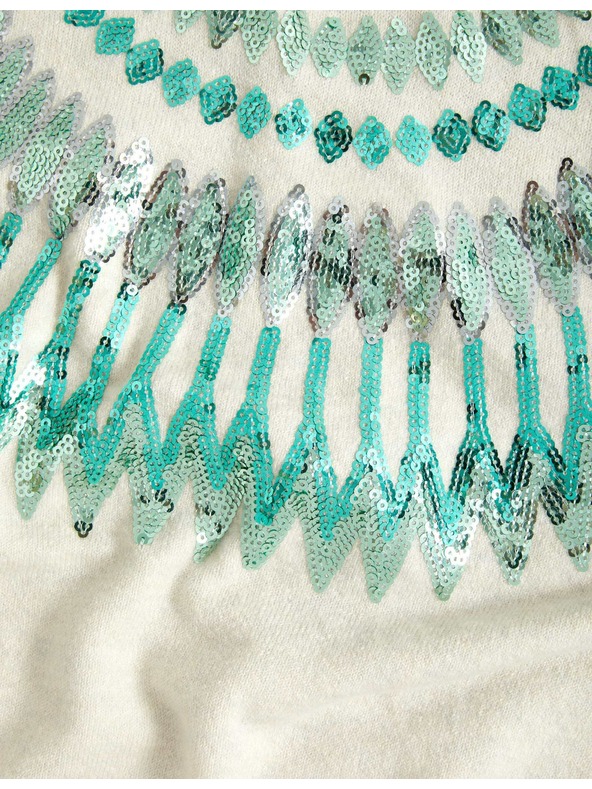 Marks & Spencer Voľný vianočný sveter so vzorom Fair Isle a flitrami Marks & Spencer zelená