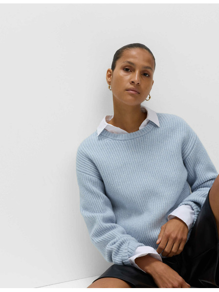Marks & Spencer Pruhovaný sveter z mäkučkej príze s okrúhlym výstrihom Marks & Spencer modrá