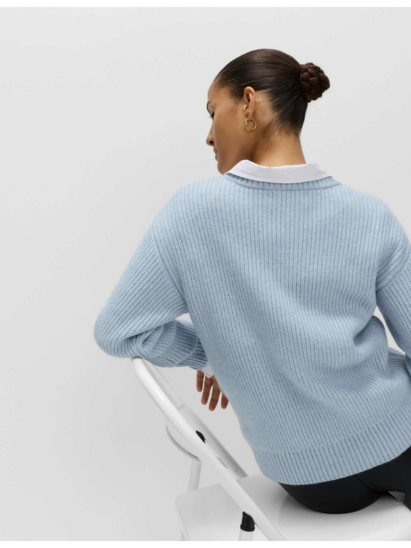 Marks & Spencer Pruhovaný sveter z mäkučkej príze s okrúhlym výstrihom Marks & Spencer modrá