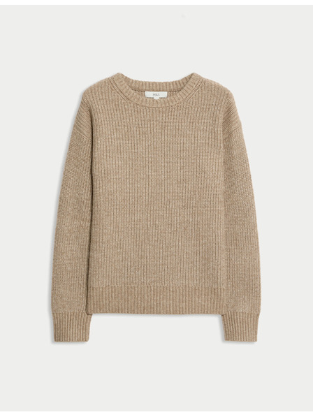 Marks & Spencer Pruhovaný sveter z mäkučkej príze s okrúhlym výstrihom Marks & Spencer hnedá