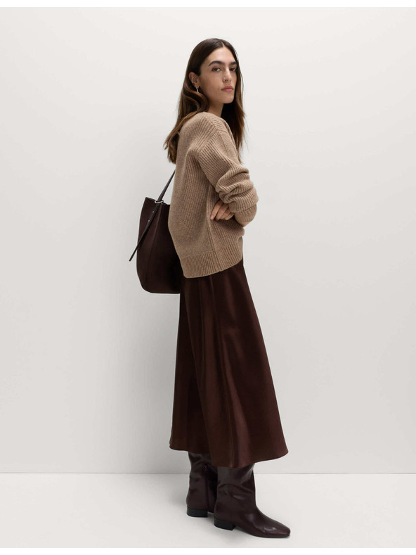 Marks & Spencer Pruhovaný sveter z mäkučkej príze s okrúhlym výstrihom Marks & Spencer hnedá