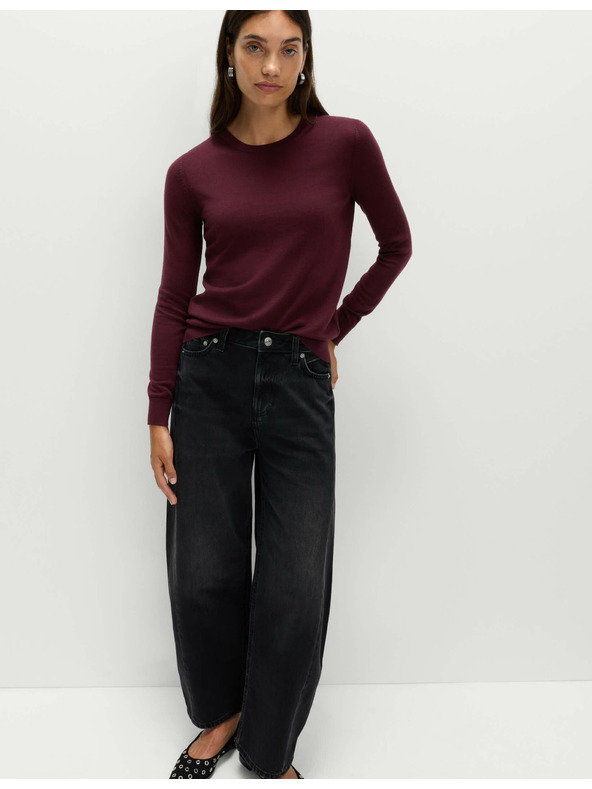 Marks & Spencer Sveter ku krku z čistej merino vlny Marks & Spencer červená