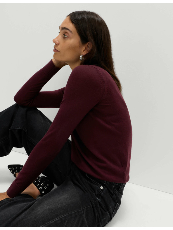 Marks & Spencer Sveter ku krku z čistej merino vlny Marks & Spencer červená