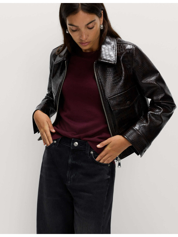 Marks & Spencer Sveter ku krku z čistej merino vlny Marks & Spencer červená