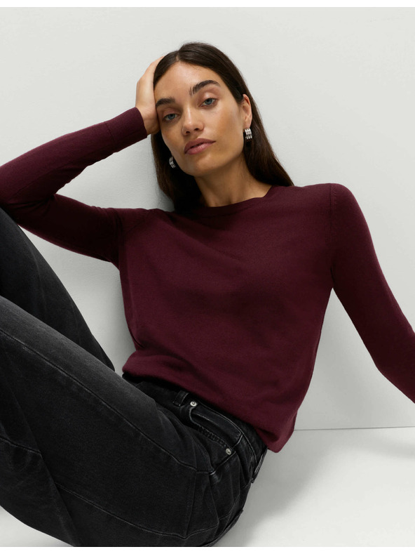 Marks & Spencer Sveter ku krku z čistej merino vlny Marks & Spencer červená