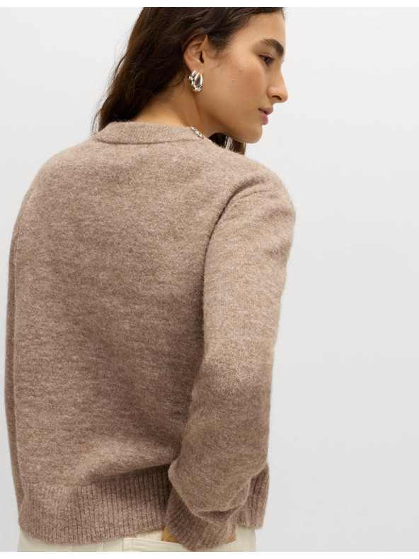 Marks & Spencer Voľný vlnený sveter so zdobením Marks & Spencer hnedá