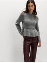 Marks & Spencer Volánový sveter ku krku s vlnou Marks & Spencer šedá