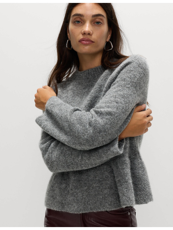 Marks & Spencer Volánový sveter ku krku s vlnou Marks & Spencer šedá