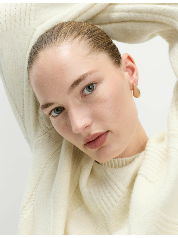 Marks & Spencer Sveter s copánkovým vzorom, s vlnou a vlnou alpaka Marks & Spencer smotanová