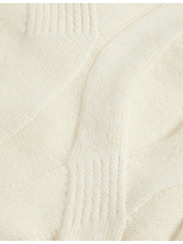 Marks & Spencer Sveter s copánkovým vzorom, s vlnou a vlnou alpaka Marks & Spencer smotanová