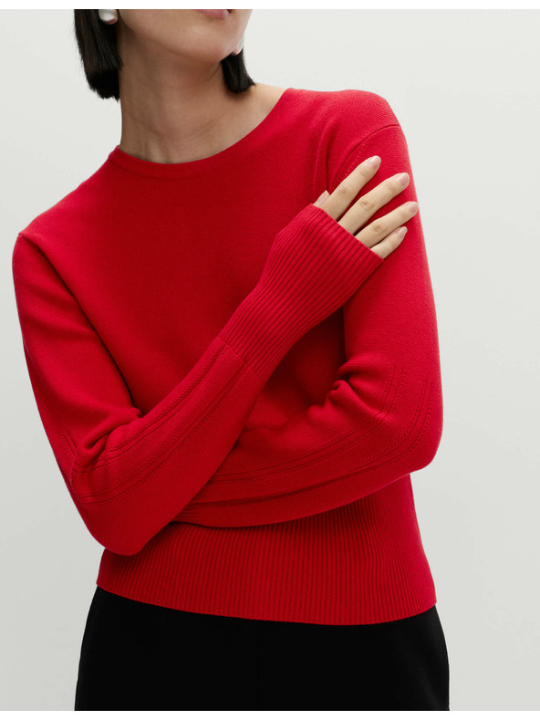 Marks & Spencer Pletený top so zvýrazneným pásom a výstrihom ku krku Marks & Spencer červená