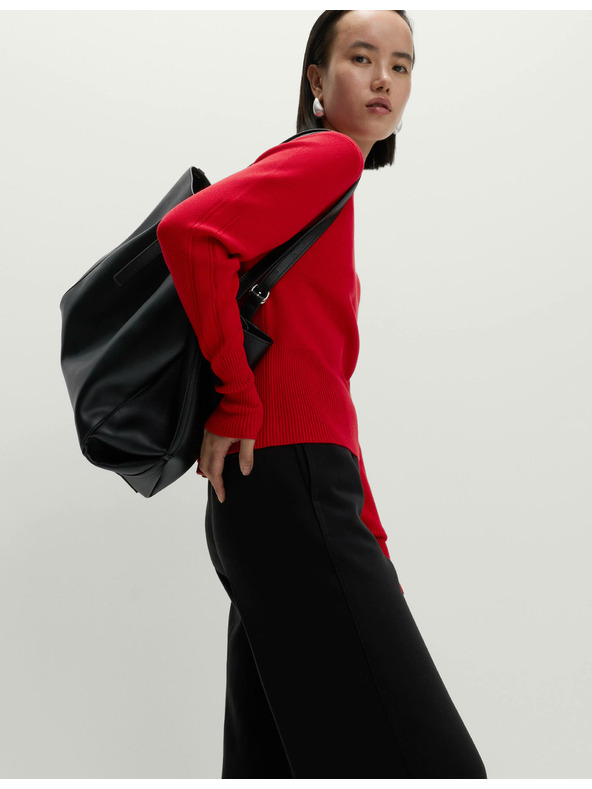 Marks & Spencer Pletený top so zvýrazneným pásom a výstrihom ku krku Marks & Spencer červená