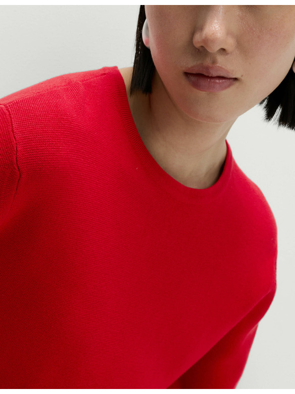 Marks & Spencer Pletený top so zvýrazneným pásom a výstrihom ku krku Marks & Spencer červená