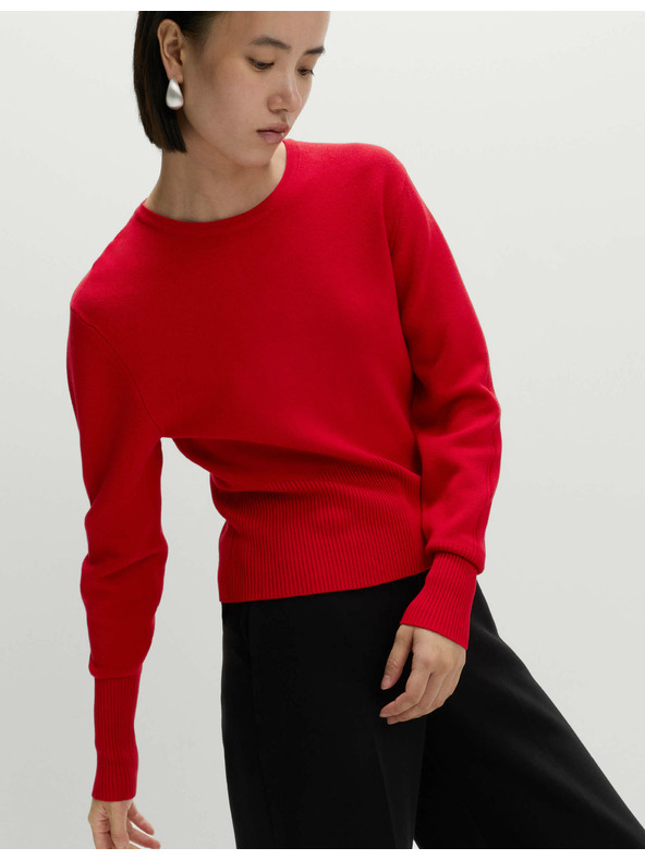 Marks & Spencer Pletený top so zvýrazneným pásom a výstrihom ku krku Marks & Spencer červená