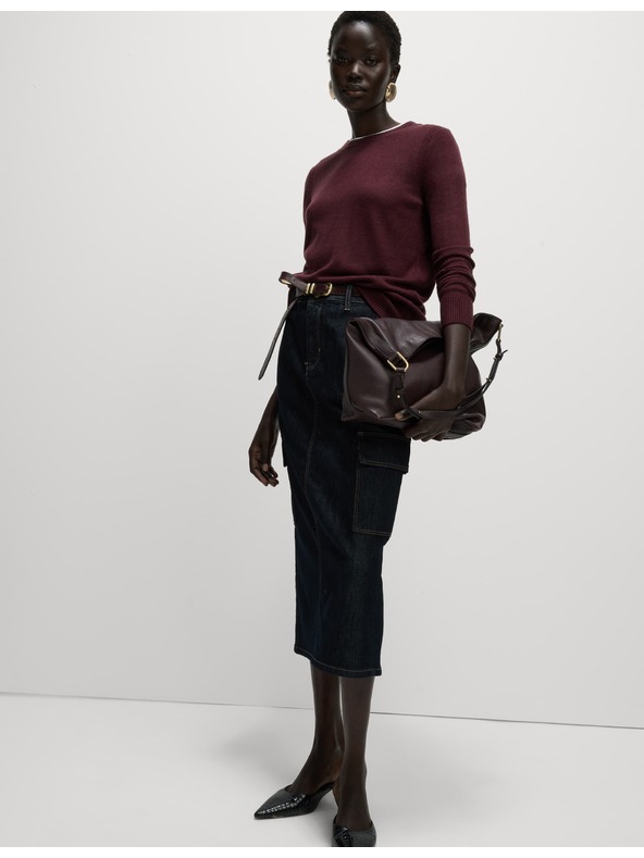 Marks & Spencer Mimoriadne mäkký sveter s výstrihom ku krku Marks & Spencer červená