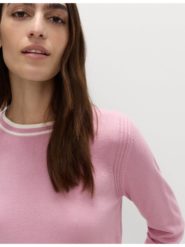 Marks & Spencer Mimoriadne mäkký sveter s výstrihom ku krku a kontrastnými lemami Marks & Spencer ružová