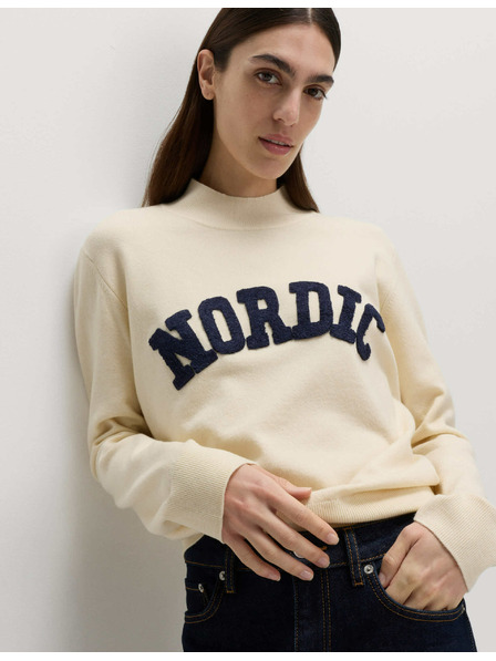 Marks & Spencer Sveter so stojačikom s nápisom Marks & Spencer smotanová