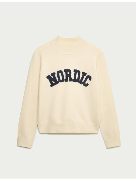 Marks & Spencer Sveter so stojačikom s nápisom Marks & Spencer smotanová