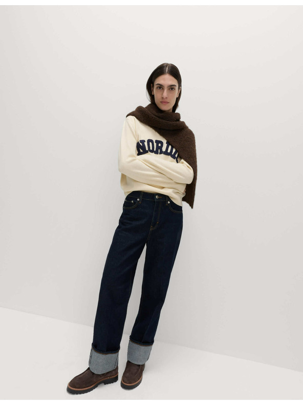 Marks & Spencer Sveter so stojačikom s nápisom Marks & Spencer smotanová