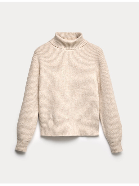 Marks & Spencer Rebrovaný rolák z priadze s oblačnou priadžou Marks & Spencer béžová