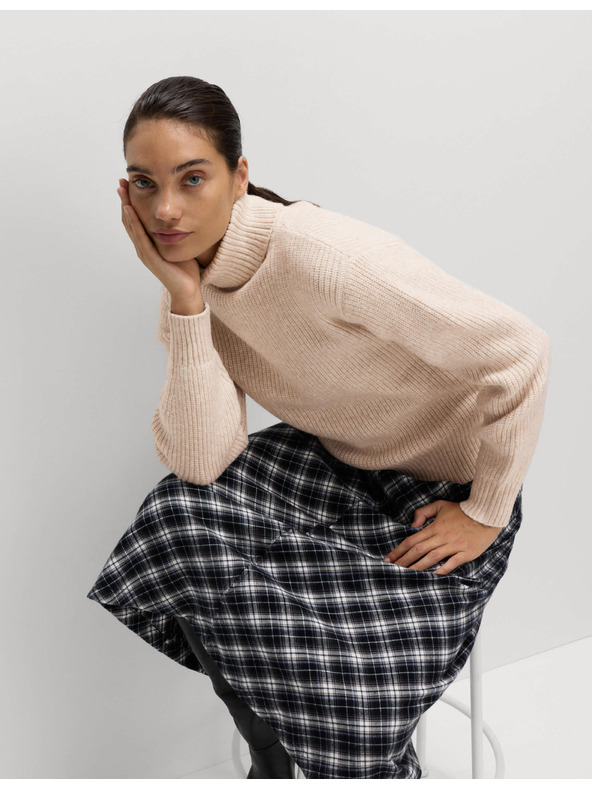 Marks & Spencer Rebrovaný rolák z priadze s oblačnou priadžou Marks & Spencer béžová