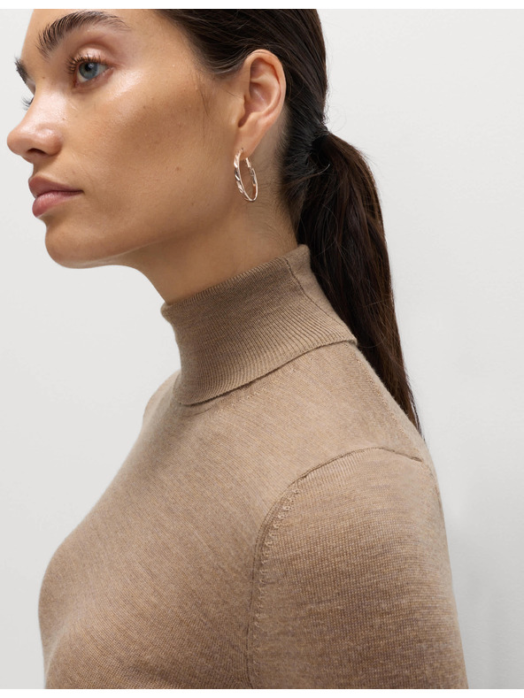 Marks & Spencer Sveter s rolákovým golierom zo 100% vlny Merino Marks & Spencer hnedá