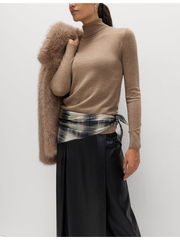 Marks & Spencer Sveter s rolákovým golierom zo 100% vlny Merino Marks & Spencer hnedá