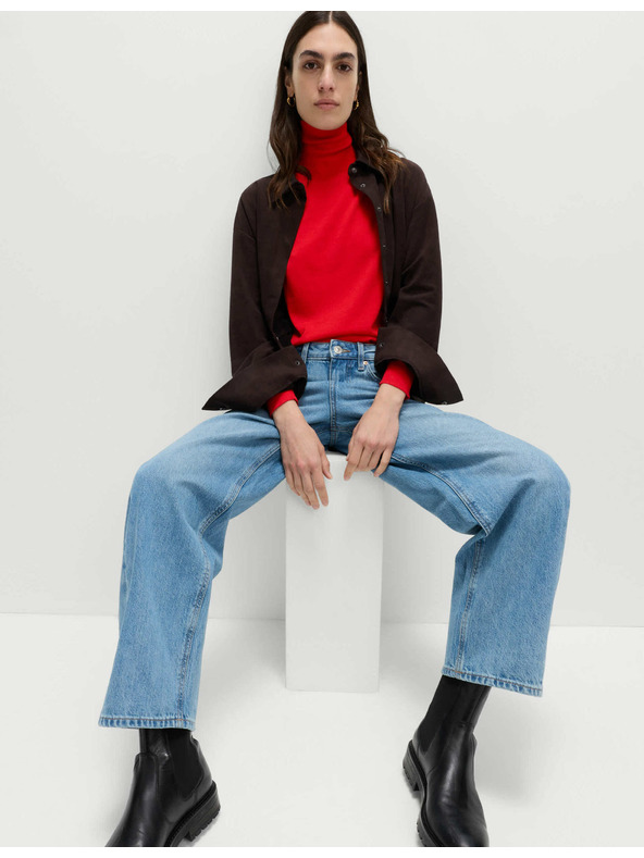 Marks & Spencer Sveter s rolákovým golierom zo 100% vlny Merino Marks & Spencer červená