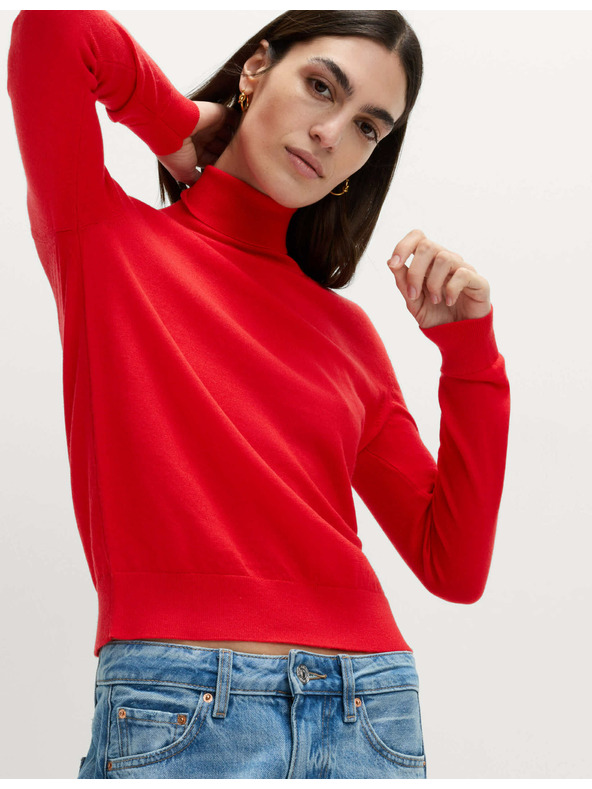 Marks & Spencer Sveter s rolákovým golierom zo 100% vlny Merino Marks & Spencer červená