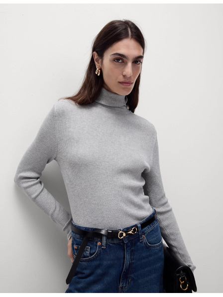 Marks & Spencer Rebrovaný sveter s rolákovým golierom Marks & Spencer sivá