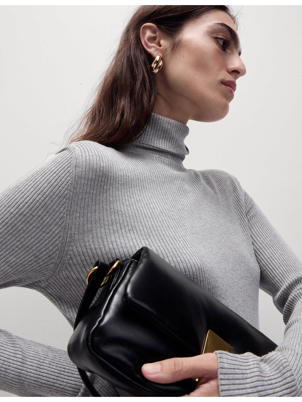 Marks & Spencer Rebrovaný sveter s rolákovým golierom Marks & Spencer sivá