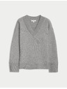 Marks & Spencer Rebrovaný sveter s výstrihom do V z mäkkej priadze Marks & Spencer šedá