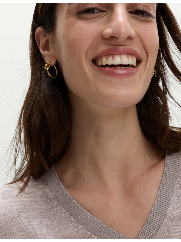 Marks & Spencer Sveter s výstrihom do V z vlny Merino Marks & Spencer béžová