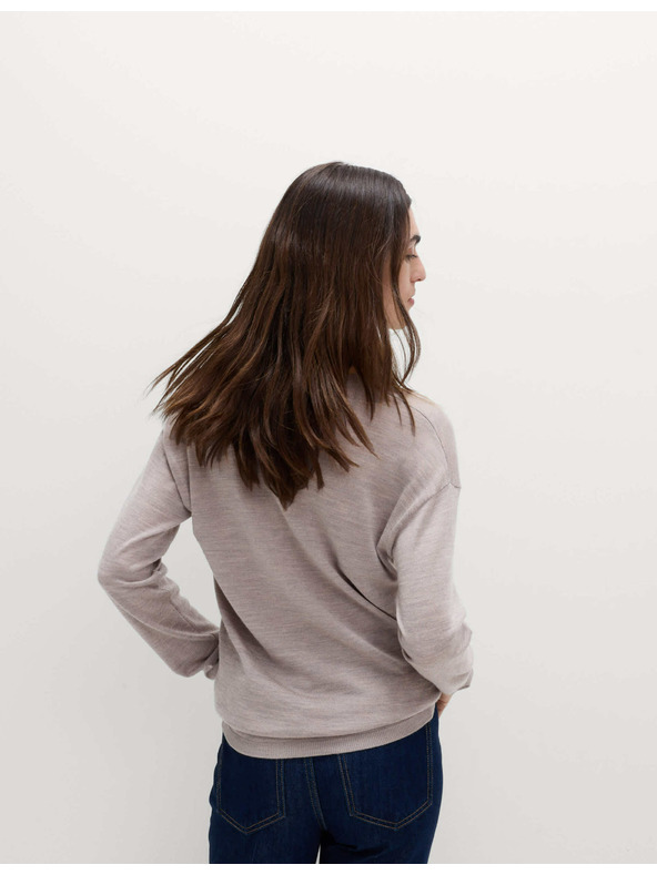 Marks & Spencer Sveter s výstrihom do V z vlny Merino Marks & Spencer béžová