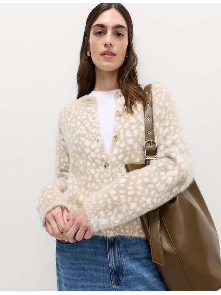 Marks & Spencer Kardigan so zvieracím vzorom a okrúhlym výstrihom Marks & Spencer smotanová