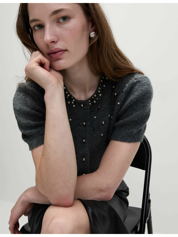 Marks & Spencer Zdobený skrátený kardigan Marks & Spencer šedá