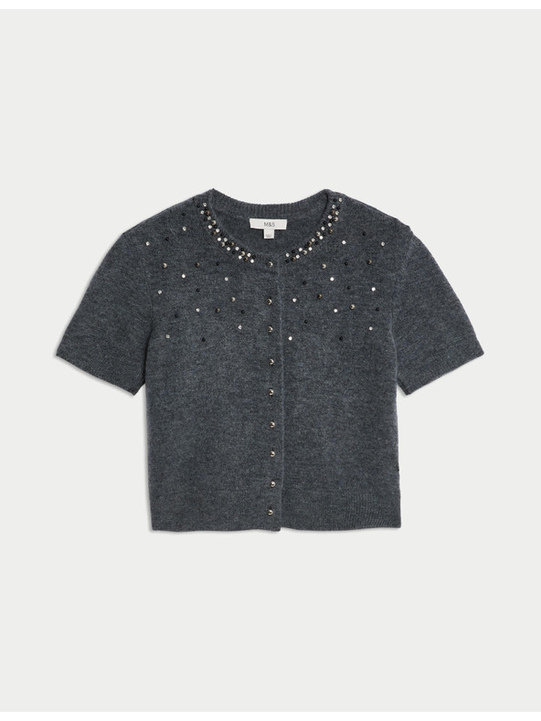 Marks & Spencer Zdobený skrátený kardigan Marks & Spencer šedá