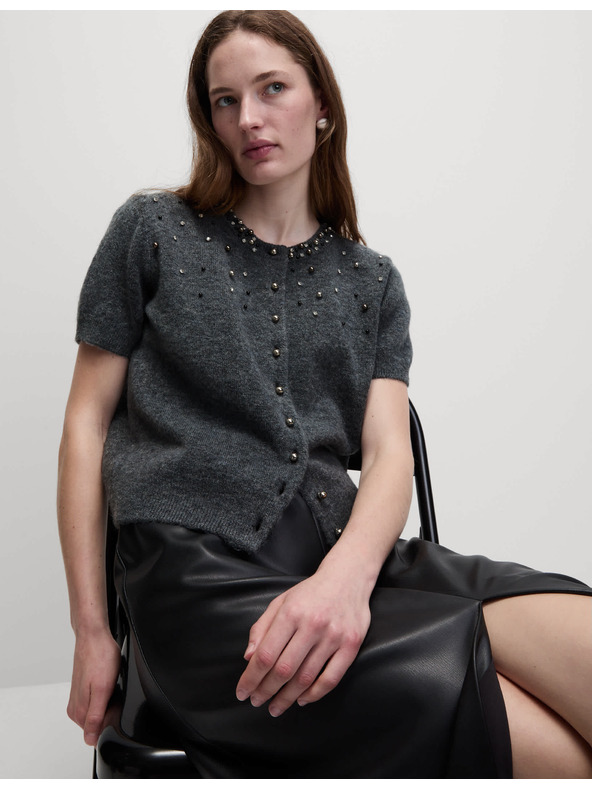 Marks & Spencer Zdobený skrátený kardigan Marks & Spencer šedá