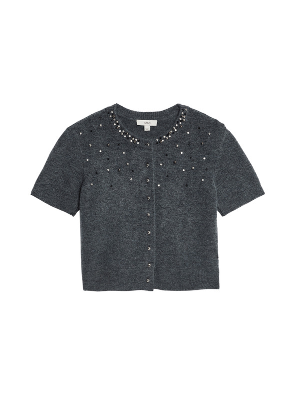 Marks & Spencer Zdobený skrátený kardigan Marks & Spencer šedá