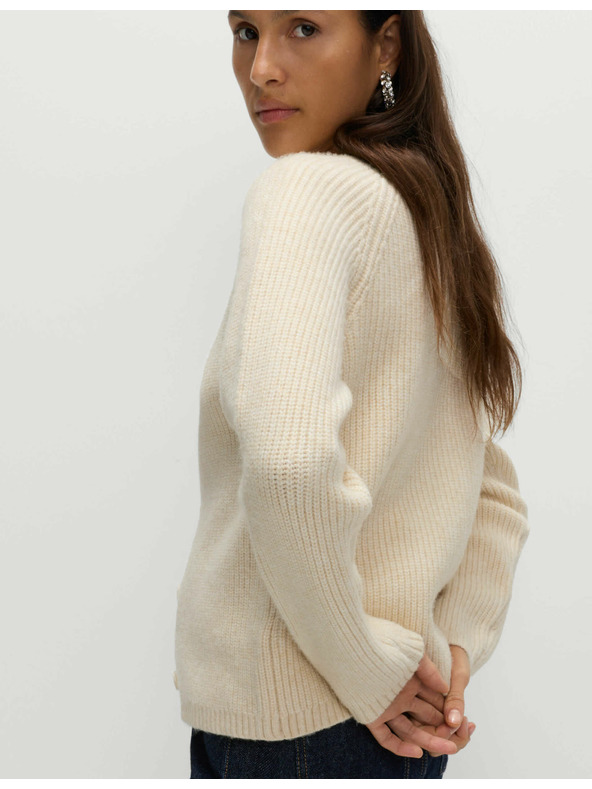 Marks & Spencer Textúrovaný zdobený kardigan s gombíkmi na prednej strane Marks & Spencer smotanová