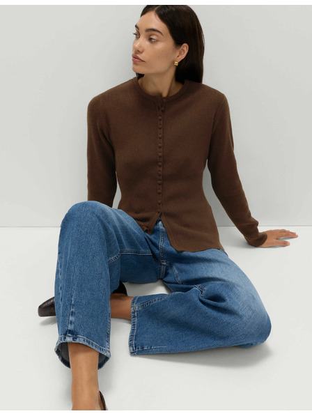 Marks & Spencer Priľnavý kardigan s volánom, hebký na dotyk Marks & Spencer hnedá