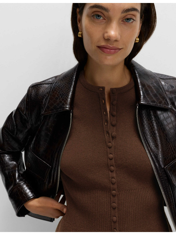 Marks & Spencer Priľnavý kardigan s volánom, hebký na dotyk Marks & Spencer hnedá