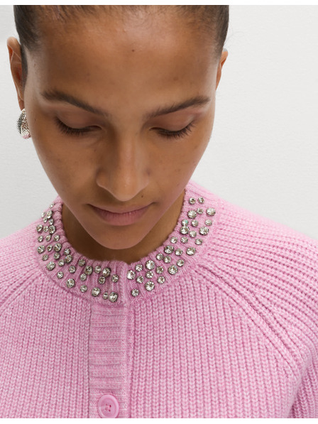 Marks & Spencer Textúrovaný zdobený kardigan s gombíkmi na prednej strane Marks & Spencer ružová