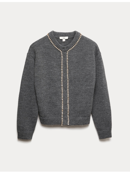 Marks & Spencer Kardigan s okrúhlym výstrihom a drahokamami Marks & Spencer šedá